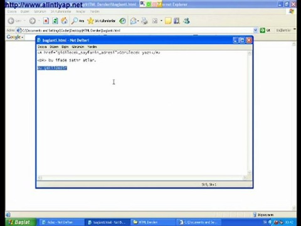 HTML Gorsel Egitim Videolari www.alintiyap.net