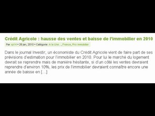 Marché immobilier au 31 janvier 2010 : crise, bulle...