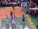 Pau Gasol drives through the lane and slams one over the Cel