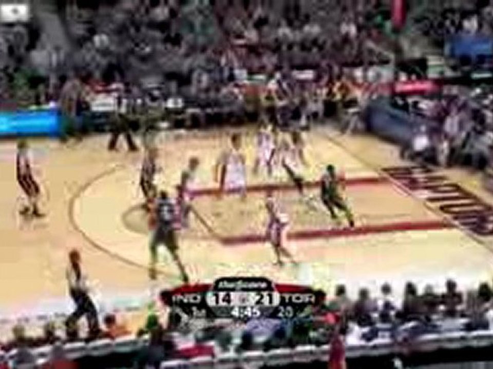 Chris Bosh gets the layup on offense, then turns around and