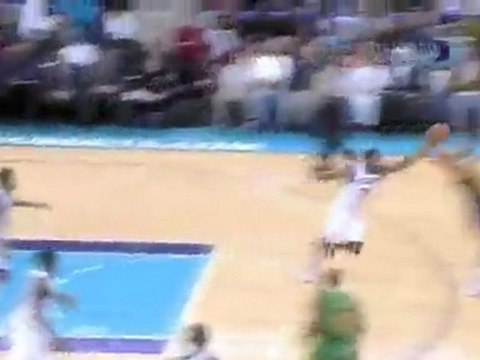 Thaddeus Young steals the pass and speeds down the court to