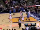 Kevin Durant drives past a defender, gets fouled and sinks t