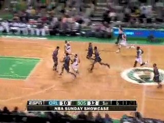 Rajon Rondo picks off Matt Barnes' pass and Ray Allen finish