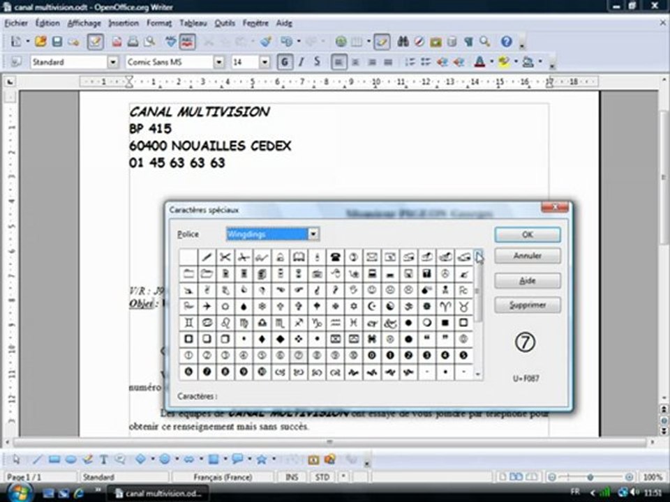 Traitement Texte 1.9 "Insérer un symbole"