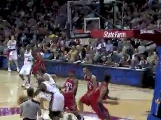 Shaq gets the steal and hands it off to LeBron James who fin