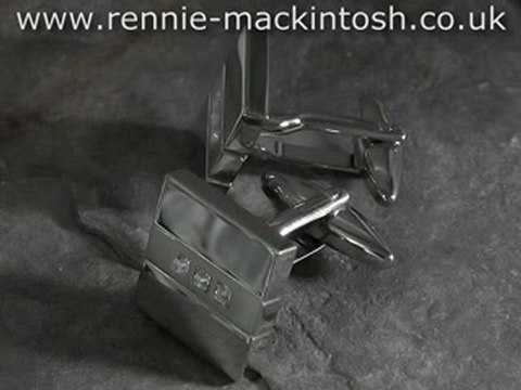 Chrome plated Charles Rennie Mackintosh cufflinks DWA241