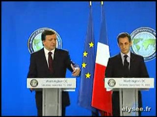 Conférence presse avec M.BARROSO Sommet G20 à Washington