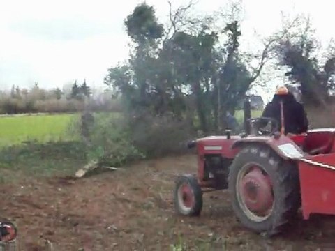 aracher un arbre en tracteur