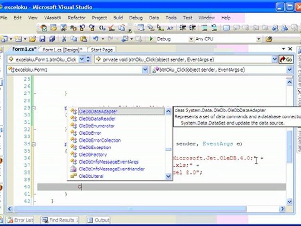 C# ile Excelden Veri Almak