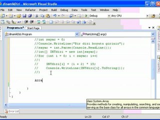 C# ta Dinamik Diziler ve Arraylistler