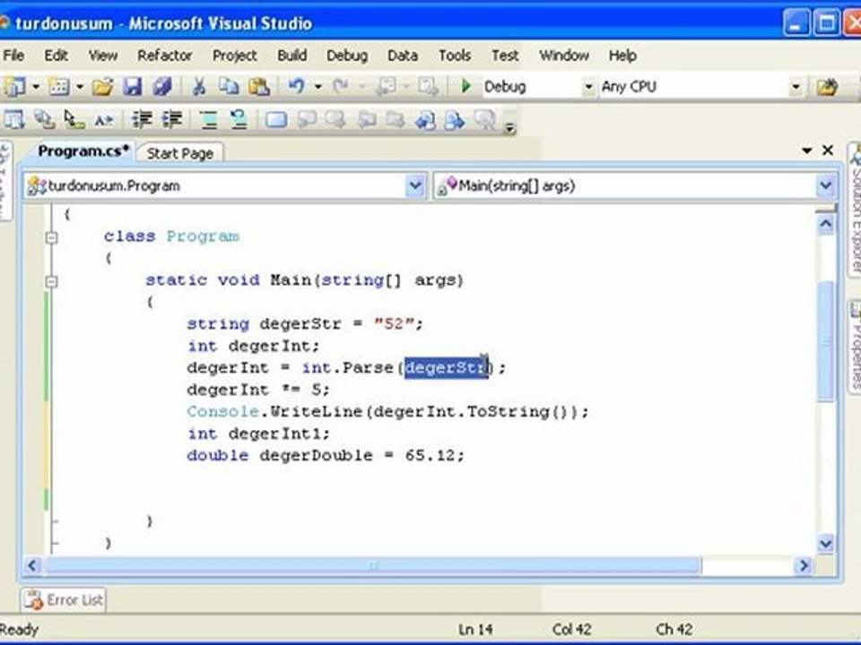 C# ta Tür Dönüşümleri