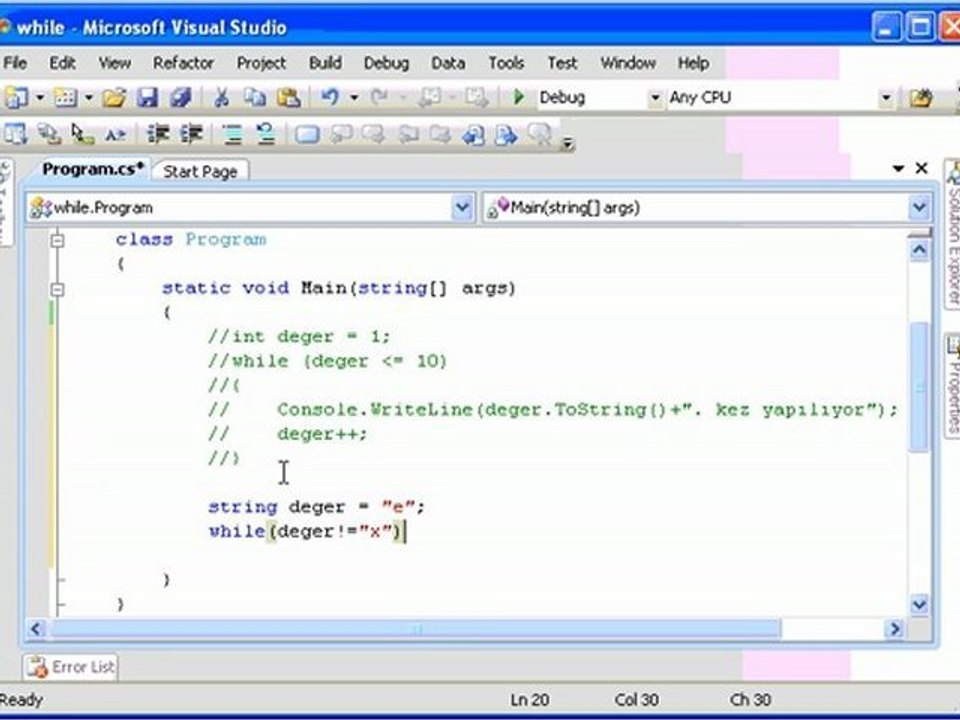 C# ta while kullanımı