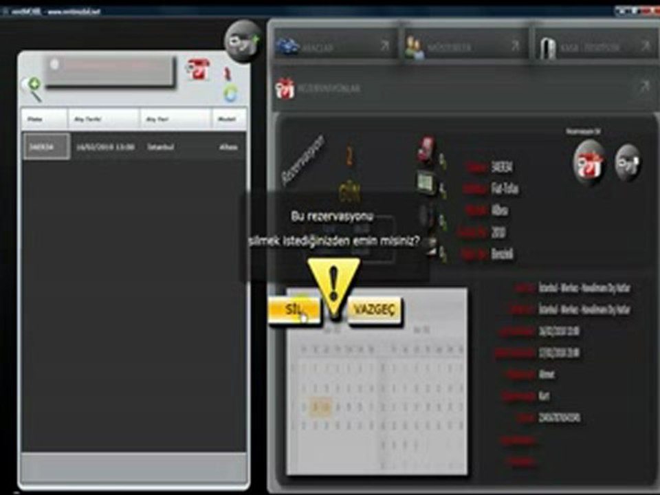 rentMOBİL Rezervasyon Silme