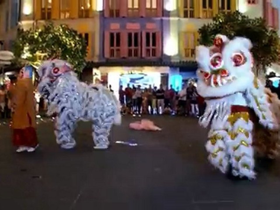 Modern lion dance at Clarke Quay, Singapore