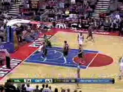 Jason Maxiell follows the miss with a big tip-in dunk.