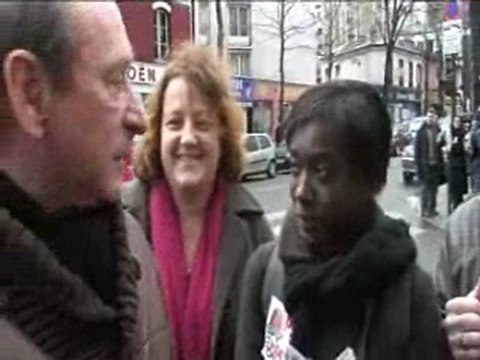 Tractage Marché Belgrand - Bertrand Delanoé Anne Hidalgo Nadège Abomangoli