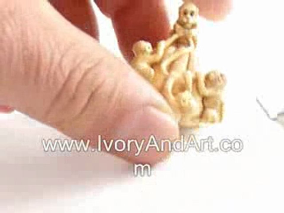 Mammoth ivory Netsuke - 7 Monkeys Playing