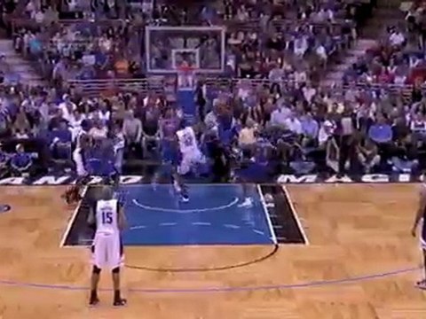 LeBron James with a huge block on Dwight Howard during the f