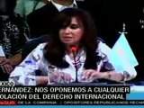 Cristina Fernández pide respeto al derecho internacional