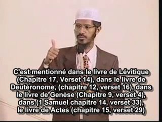 Zakir Naik, Les Nourritures interdites selon Coran et Bible