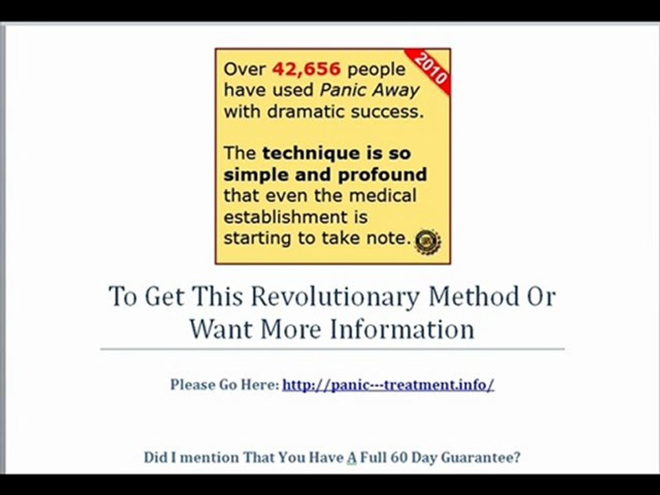 Panic Treatment Stop. Panic Attacks and General Anxiety Fast