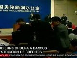 China ordena a bancos restringir créditos