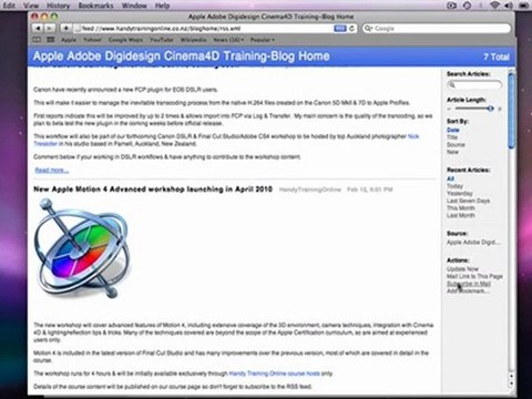 Subscribing to RSS feeds with Safari or Mail