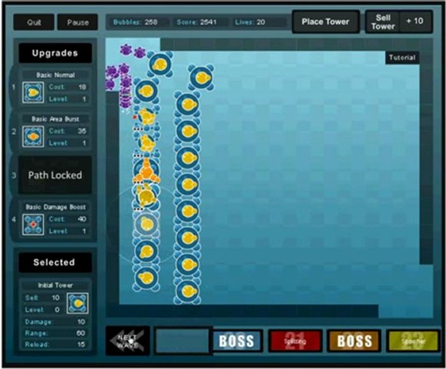 Bubble Tank Defense Tutorial Level 8 Walkthrough