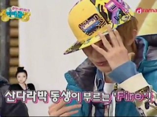 Thunder sings 2ne1 's FIRE on Super Junior Miracle :)