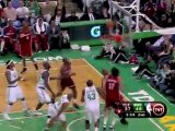 LeBron James drives the land and switches hands in the air g