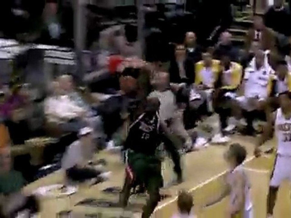 Luc Mbah a Moute drives down the lane, blows by the Pacers'