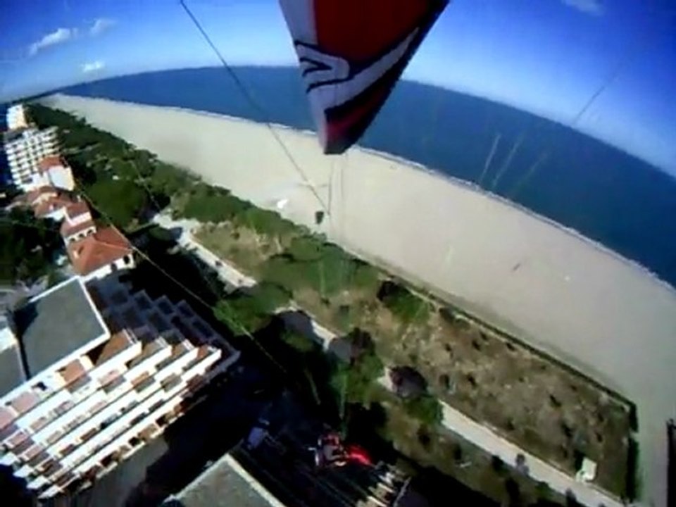 Soaring above seaside building