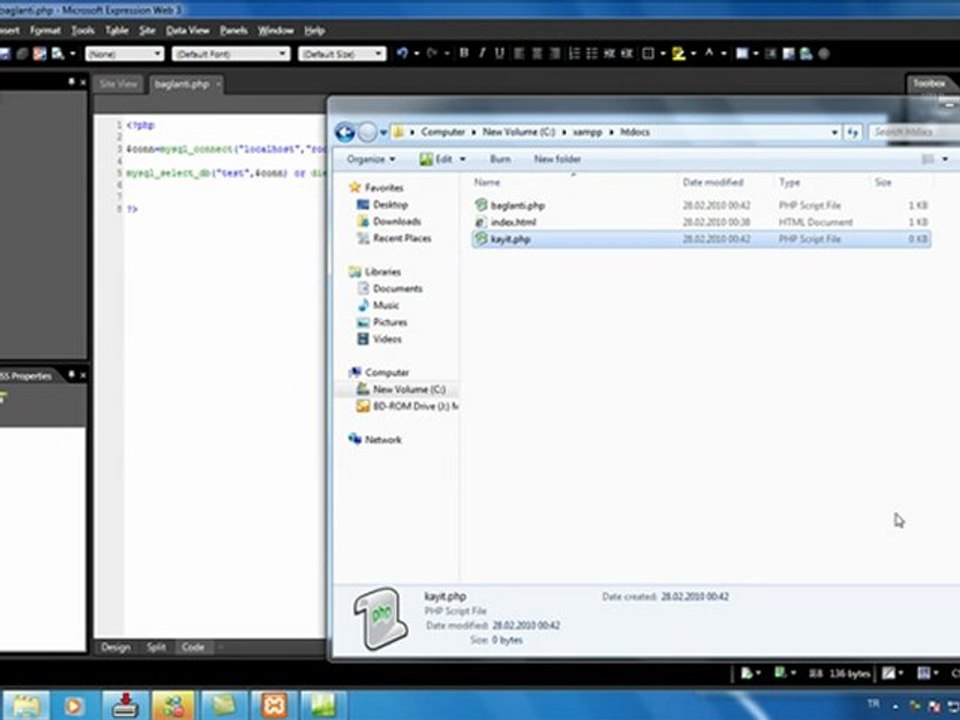 php-xamp server bide bi kucuk mysql