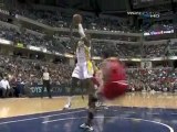 Roy Hibbert picks up the foul while throwing down the two-ha