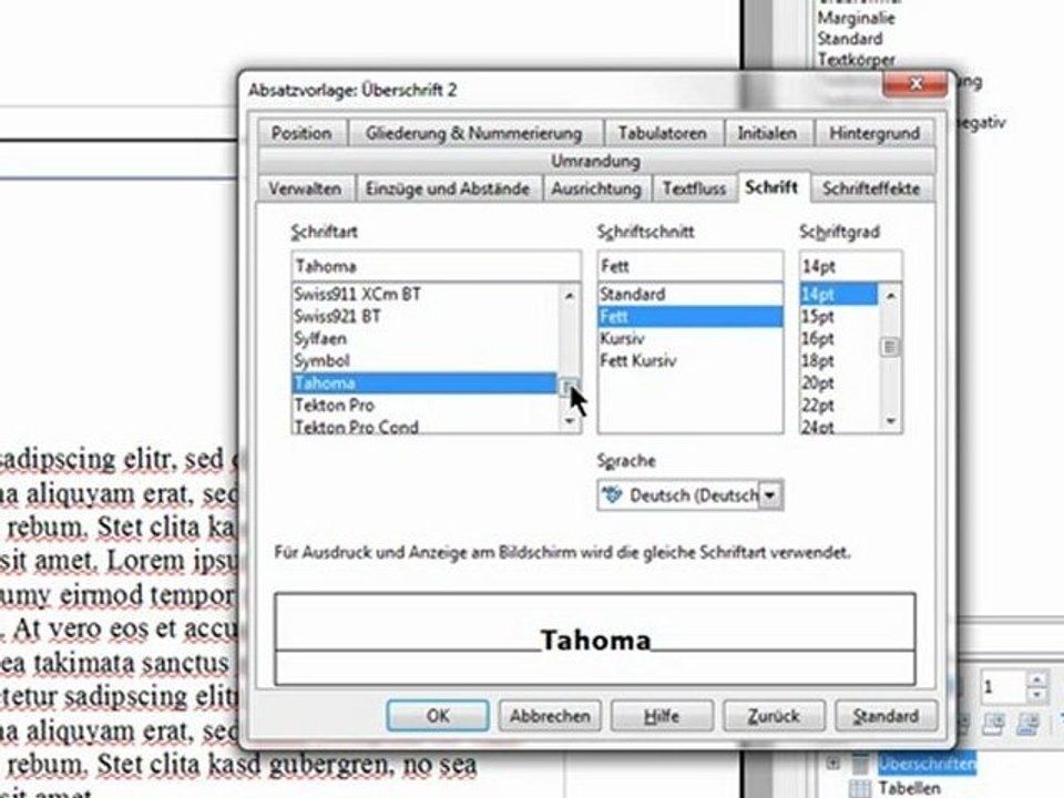 Textformatierung mit Writer