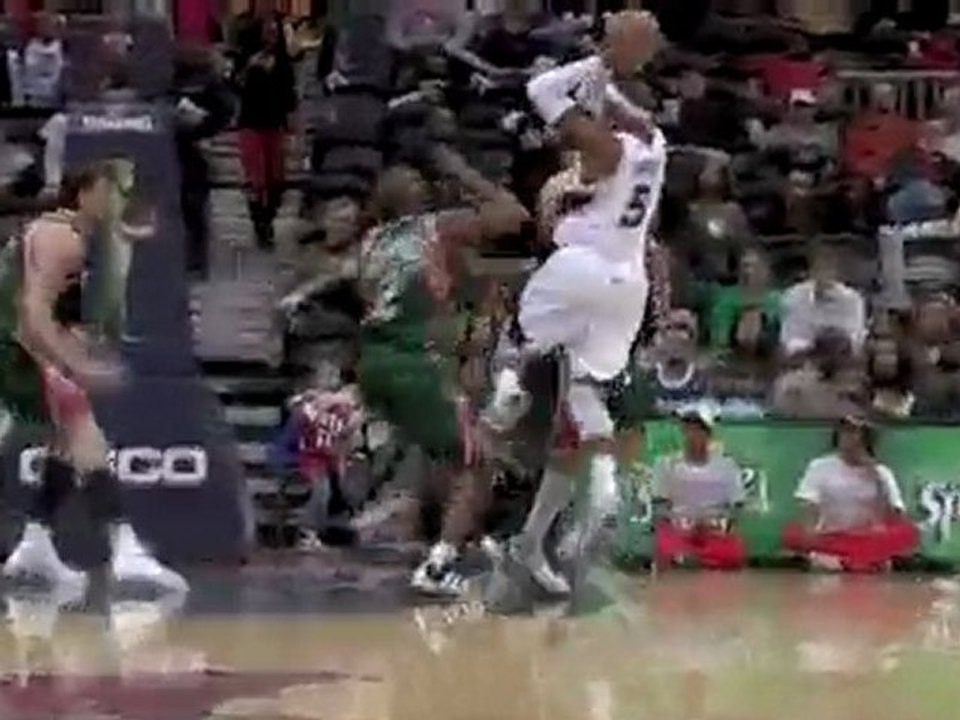 Josh Smith gets the tough jumper to fall and the foul.