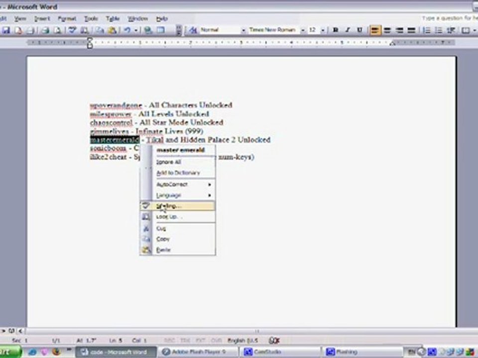 Sonic Smash Brothers BETA codes