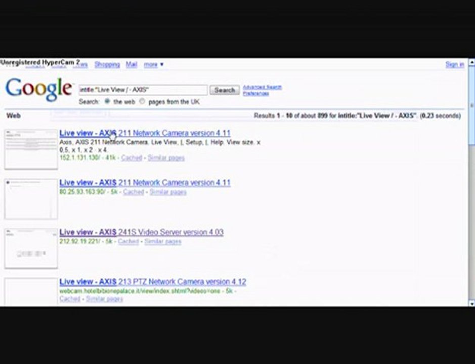Hacking Cameras Via Google