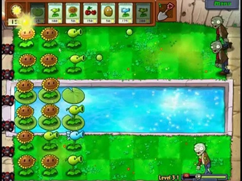 Plants Vs Zombies Level 3-1 Walkthrough
