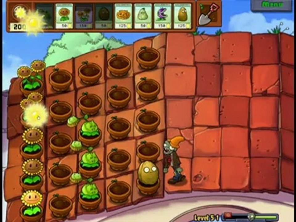 Plants Vs Zombies Level 5-1 Walkthrough