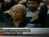 Reconstrucción de Chile tomará años, admite Bachelet