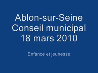 Conseil municipal du 18 mars 2010 - Enfance et jeunesse