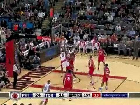 Jarrett Jack throws a wonderful pass to Amir Johnson, who si
