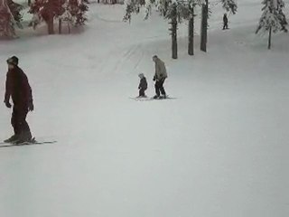 Arthur et Papi en France en ski alpin