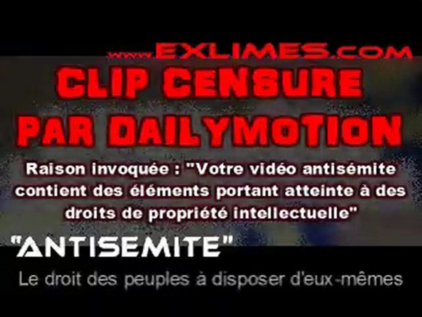 Clip antisemite censure par Dailymotion - Vidéo Dailymotion