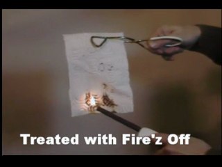 Fire'z Off Flame Retardant on a Paper Towel