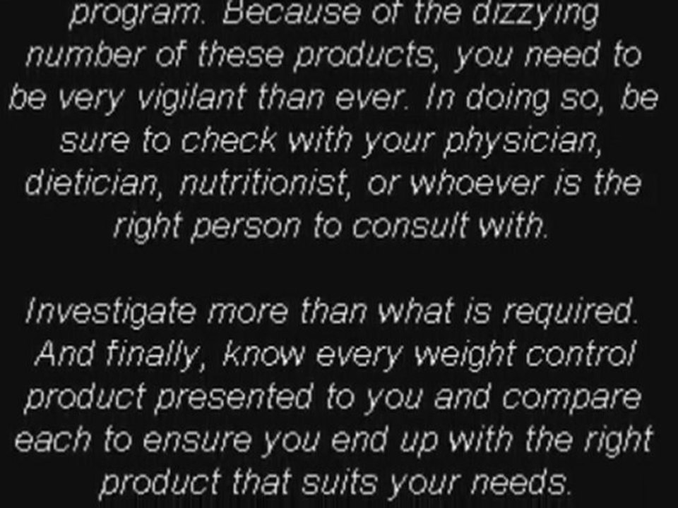 Choosing Weight Control Products