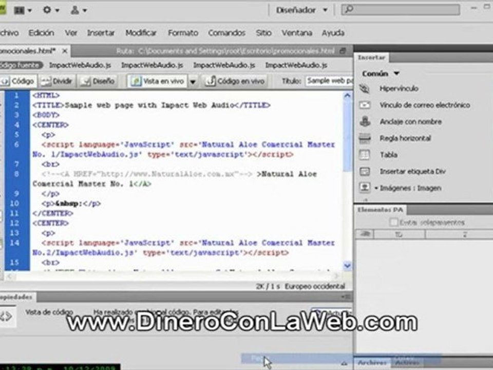 DINERO CON LA WEB - CODIGO COMENTARIOS HTML