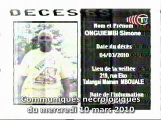 Communiqués nécologiques du 10-03-10