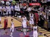 Chris Bosh takes his defender off the dribble, spin move tow